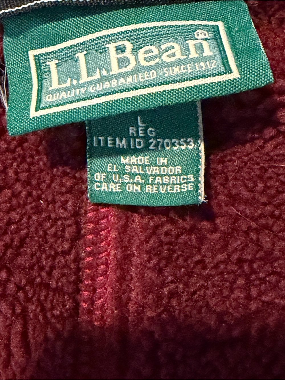 LL Bean Men’s Polartec Thinsulate Soft Shell -SZ L- Burgundy Flex Fleece Jacket - Picture 8 of 9